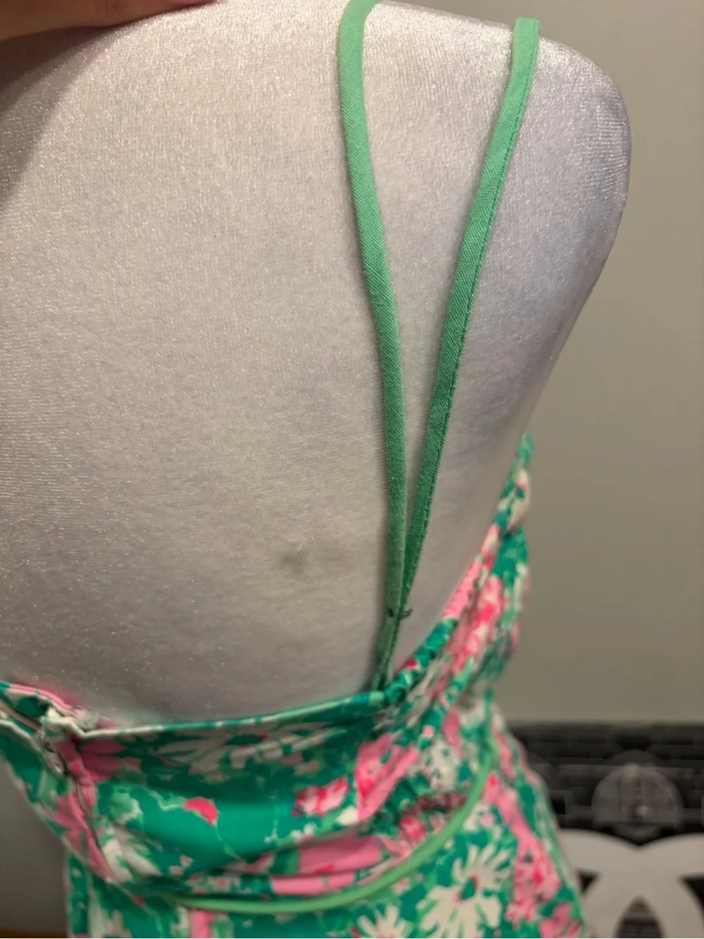 Floral Green & Pink Tie-Waist Romper - Picture 8 of 13